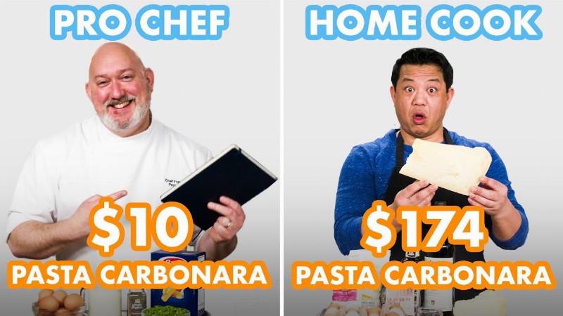 image 0 $174 Vs $10 Pasta Carbonara: Pro Chef & Home Cook Swap Ingredients : Epicurious