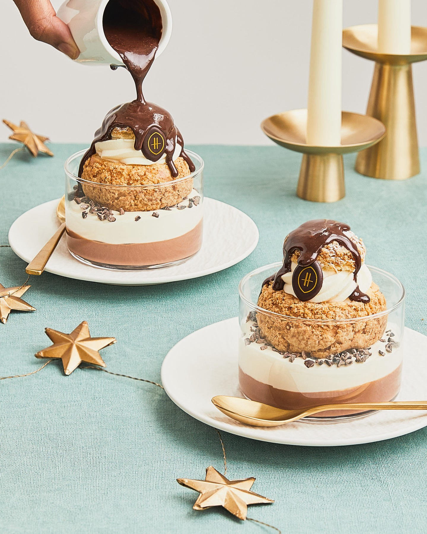 Harrods Food - Baba sponge trifle with sherry syrup and raspberry compote or chocolate profiteroles
