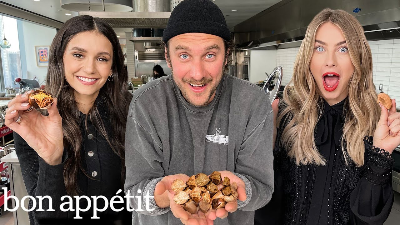 Nina Dobrev & Julianne Hough Taste Nuts With Brad : Taste Testers : Bon Appétit